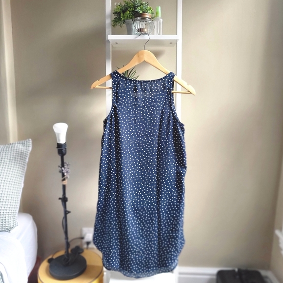 Retro Polkadot High Neck Sleeveless Shift Dress - Picture 2 of 5